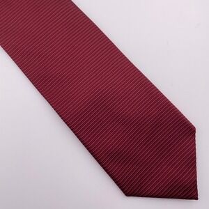 J Z RICHARDS Burgundy Ribbed‎ Silk Extra Long Hand Made Necktie Men